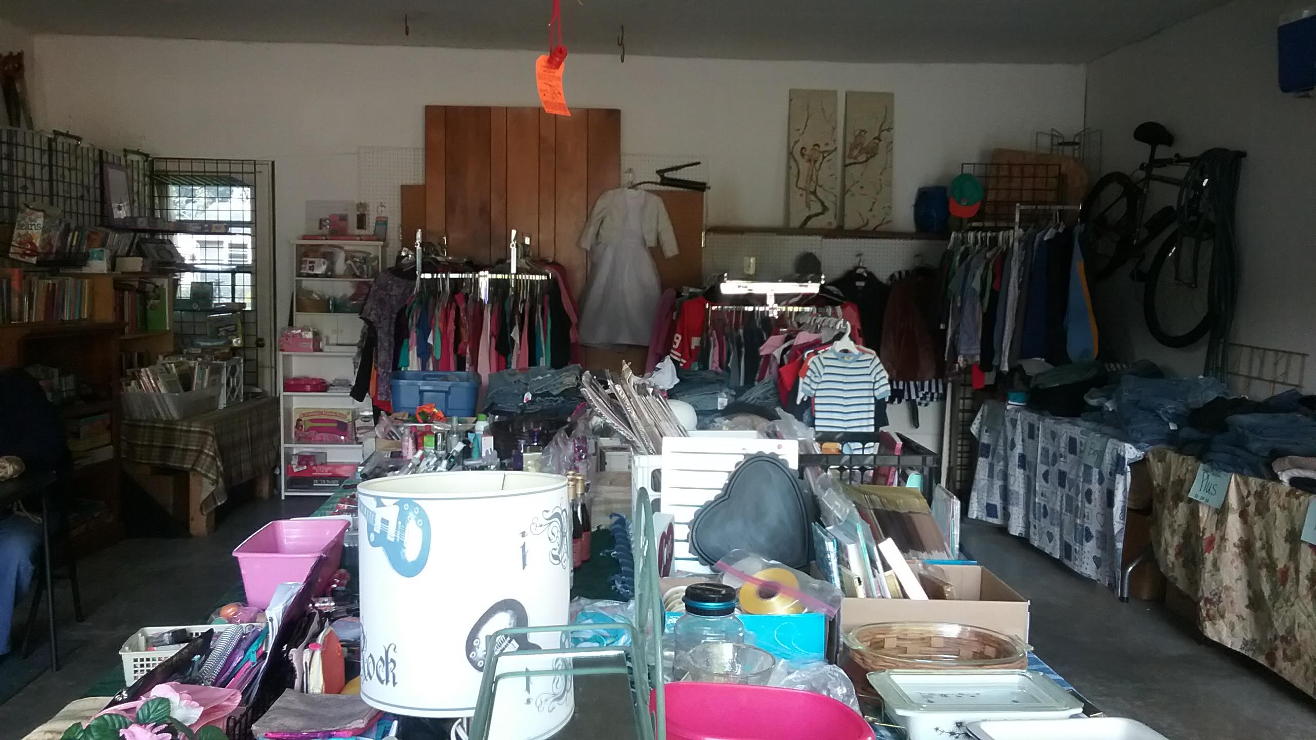 Set up tables ahead of time in your garage for a rummage sale.