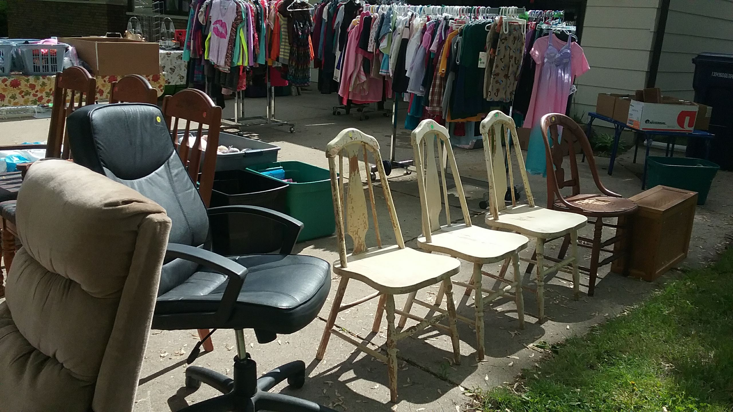 Larger items should be displayed outside for a yard sale.