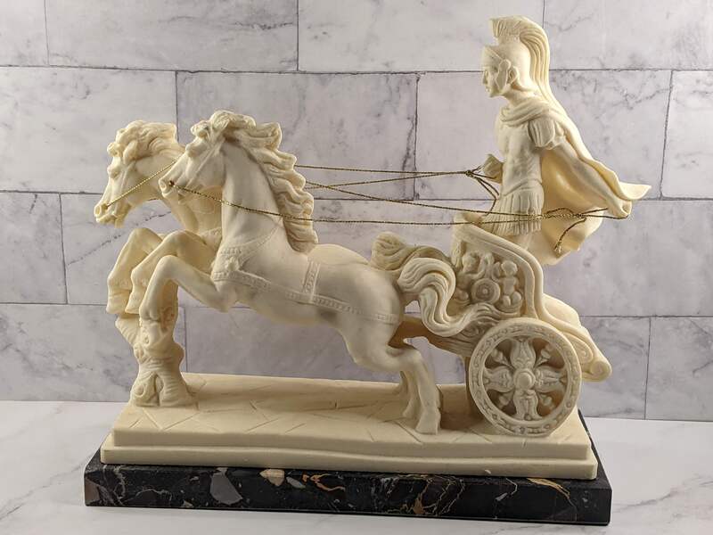 Gladiator in Chariot Pulled by Horses Sculpture