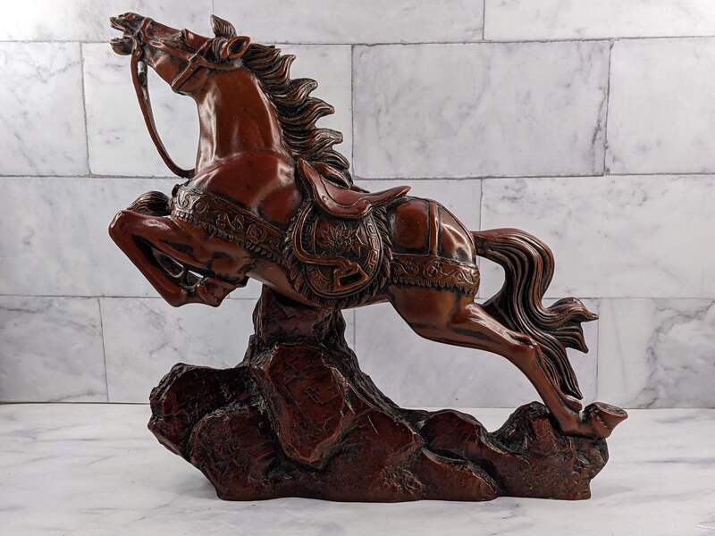 Reddish-Brown Sculpture of Galloping Horse