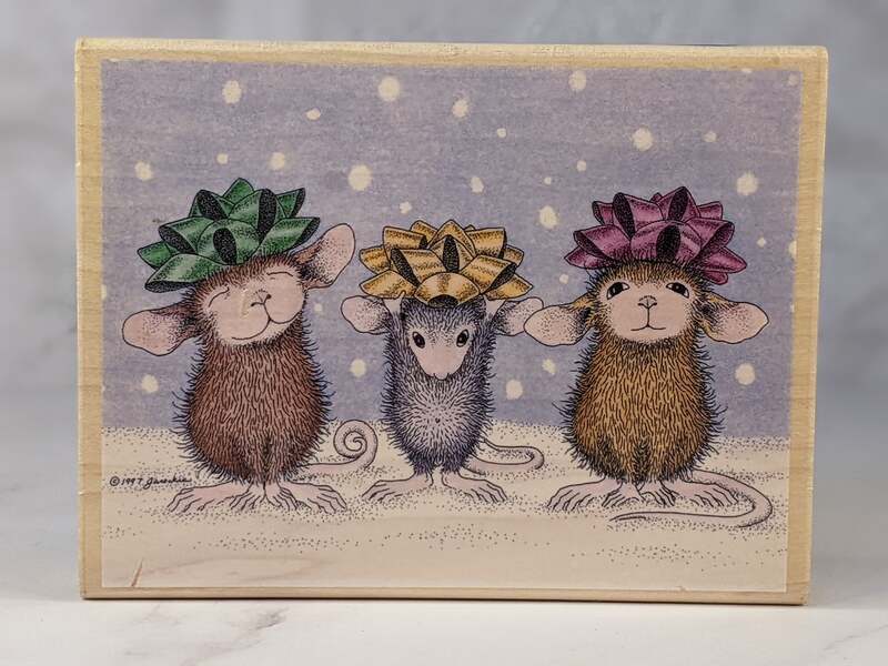 Wrapped & Ready Mice Rubber Stamp