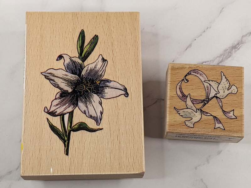 Flower and Doves Rubber Stamp Set