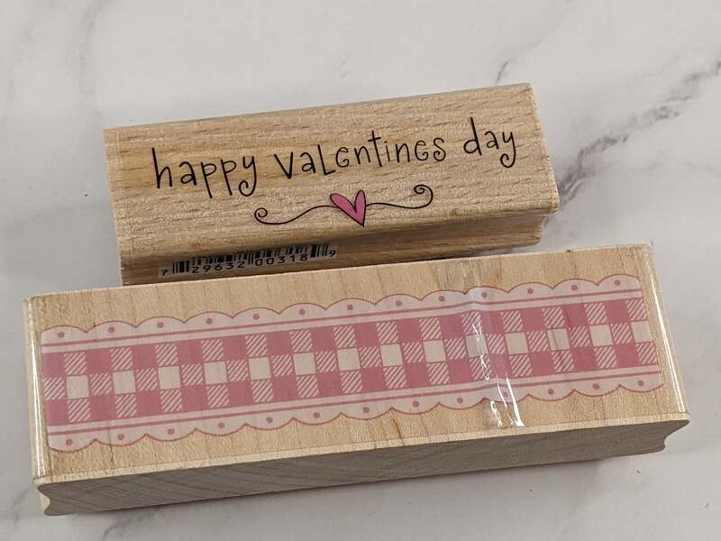 Happy Valentine's Day and Checked Ribbon Rubber Stamp Set