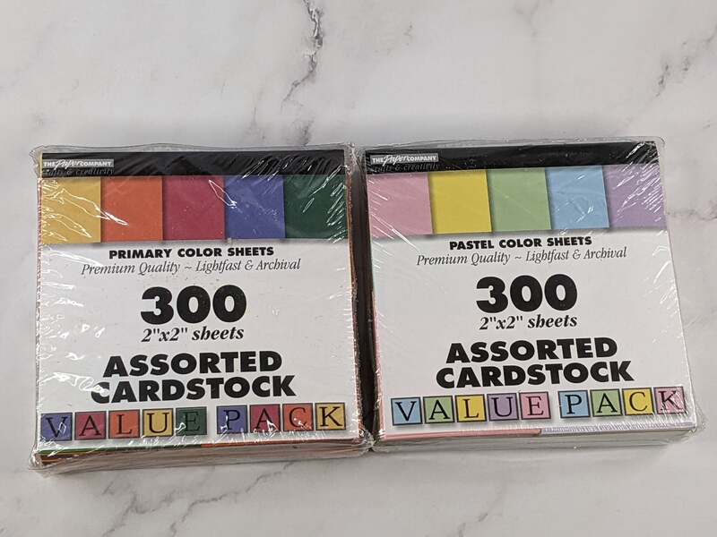 Primary and Pastel Color Cardstock Sheets 2 x 2