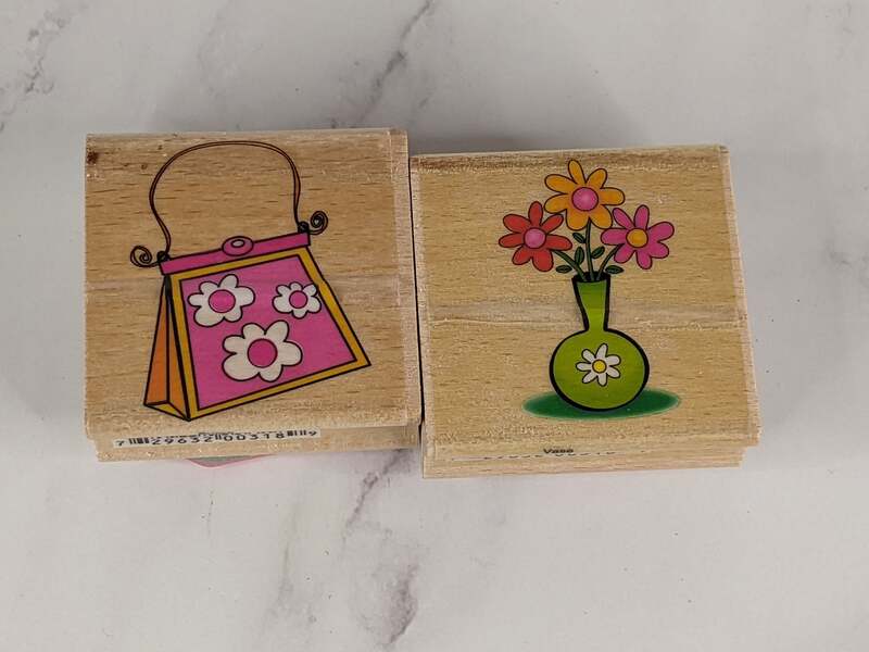 Flower Vase Purse Rubber Stamp Set