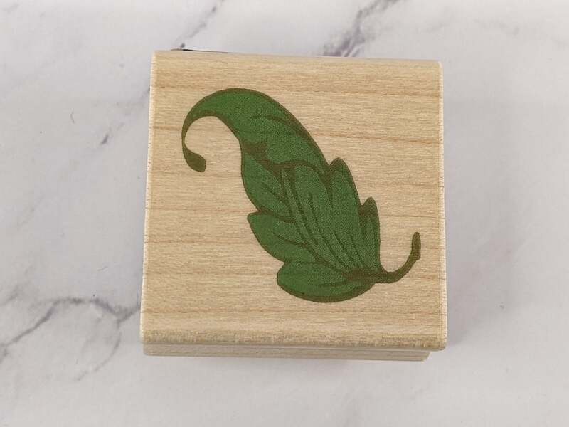 Turned Leaf Rubber Stamp