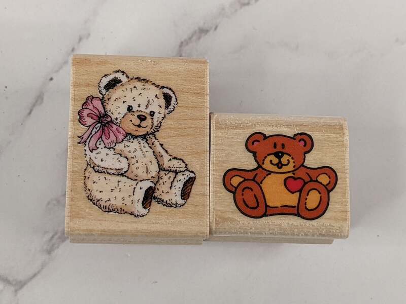 Sweet Teddy Hug Me Bear Rubber Stamp Set