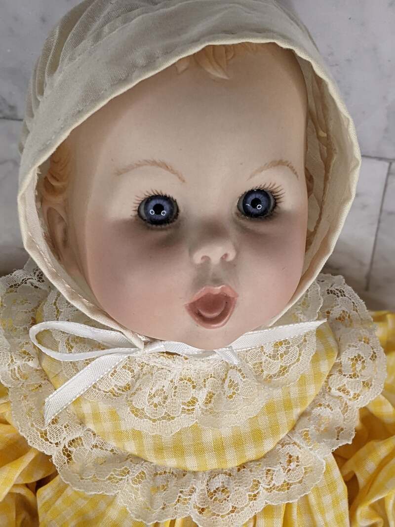 Vintage Sitting Doll with Bonnet