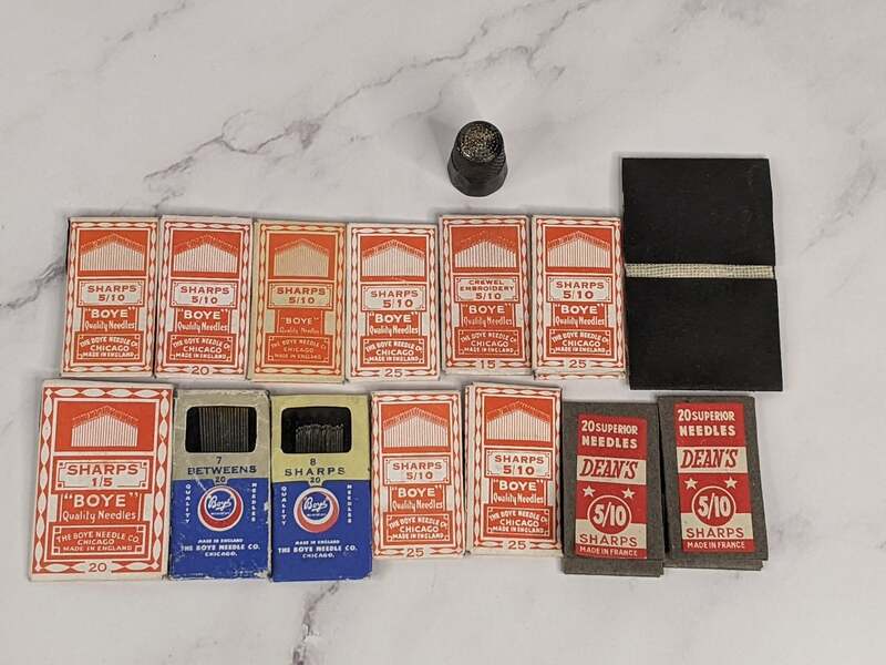 Vintage Sewing Needles and Thimble