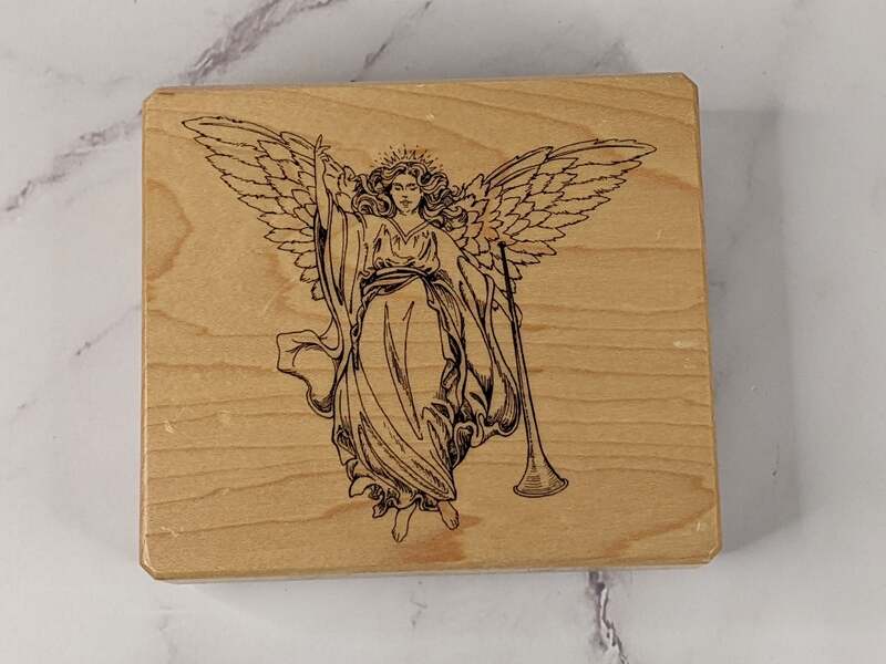 Angel with Trumpet Rubber Stamp