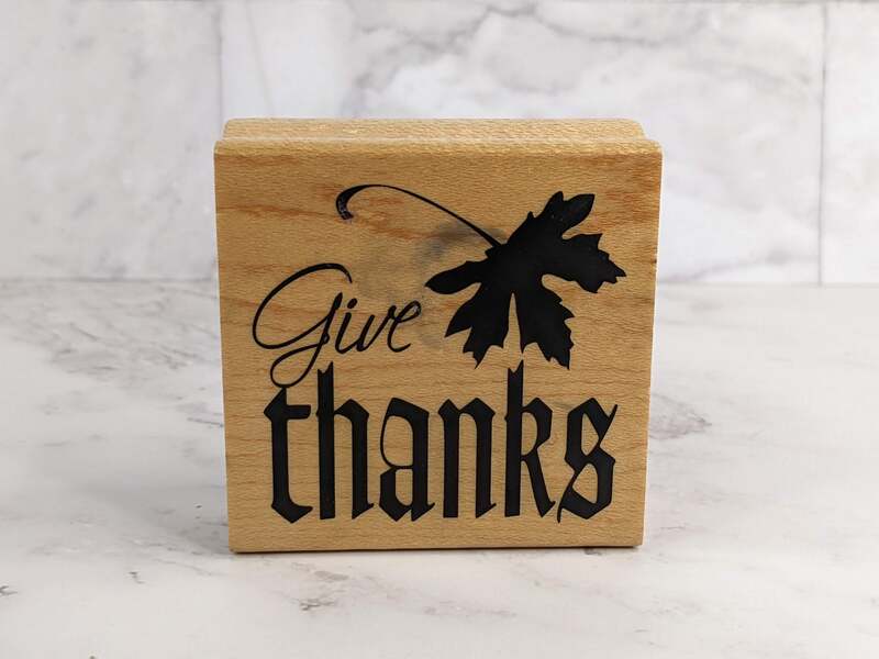Give Thanks Leaf Rubber Stamp