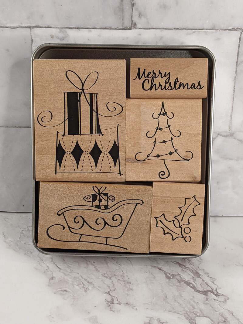 Whimsical Christmas Wood Stamps Set