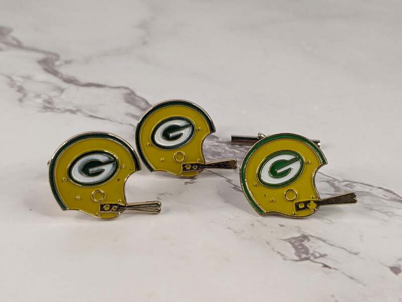 Green Bay Packers Helmet Cuff Links and Tie Tack