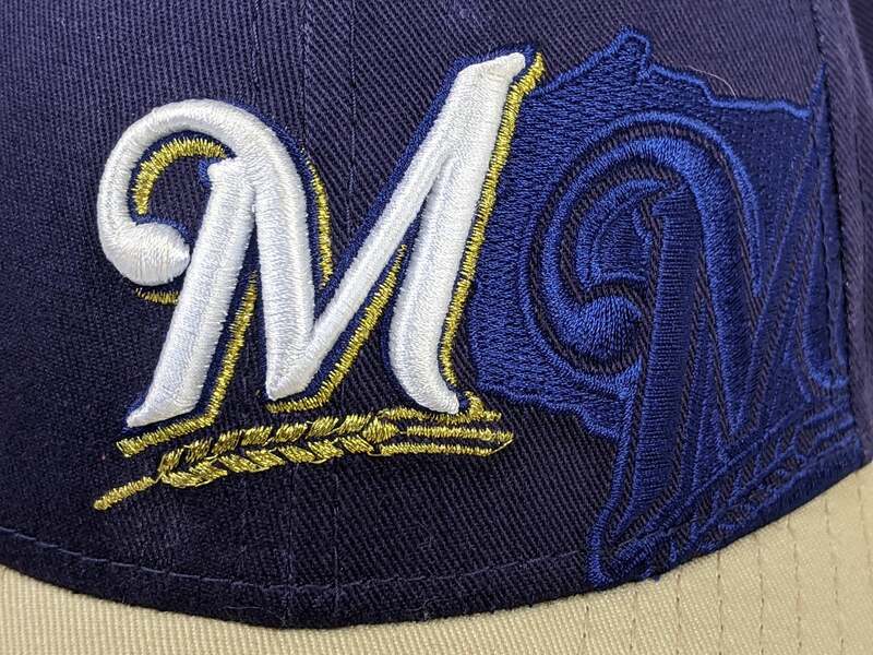 Milwaukee Brewers Child Baseball Cap New Era Youth Snapback Hat MLB Navy and Tan