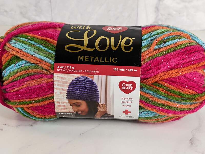 Red Heart Love Metallic Fruity Print Yarn