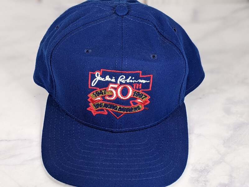 Jackie Robinson 50th Anniversary 1947-1997 Breaking Barriers Blue Baseball Cap