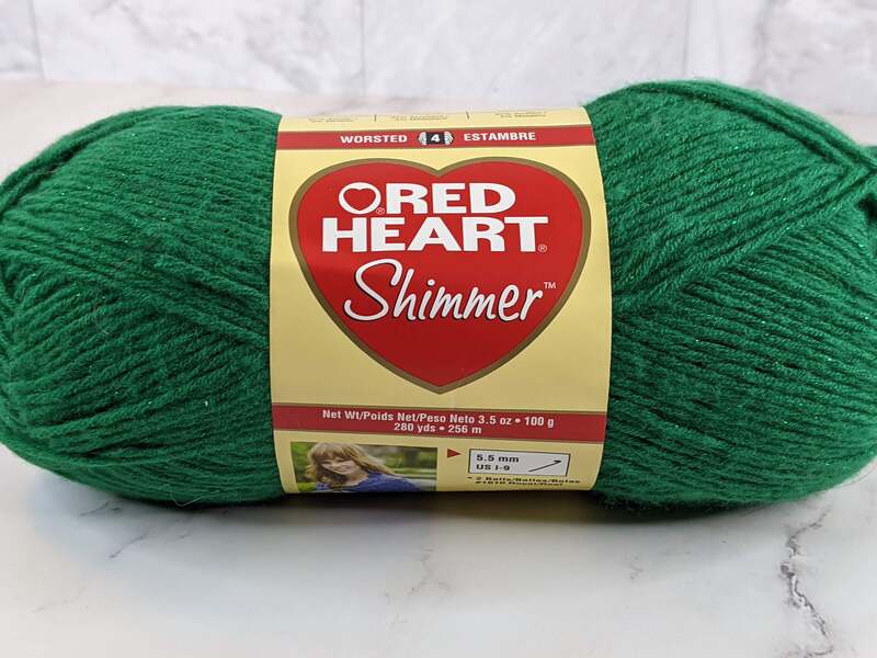 Shamrock Green Red Heart Shimmer Yarn