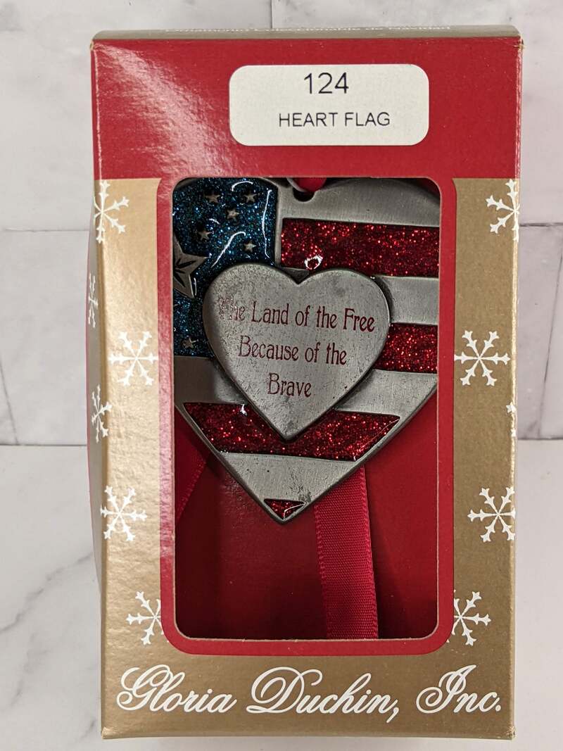 Free and Brave Heart Flag Ornament