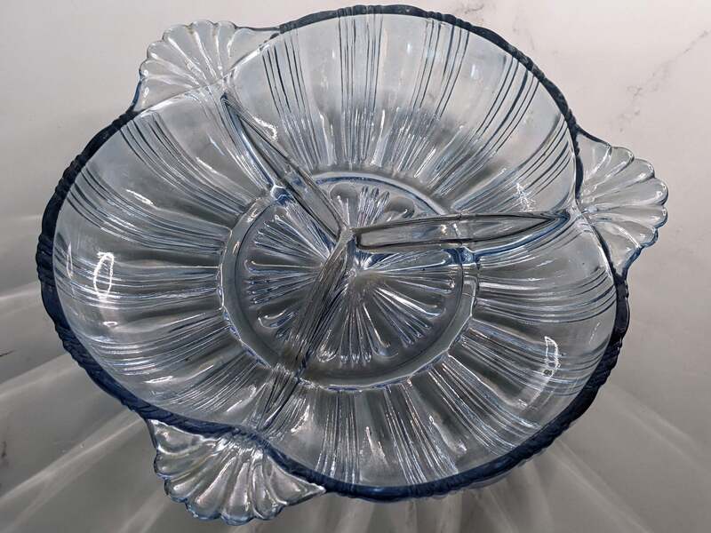 Depression Glass Divided Relish Dish